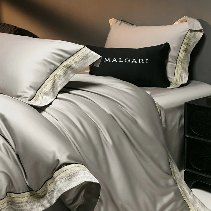Afralia™ Luxury Satin Jacquard 1400TC Egyptian Cotton Bedding Set 4Pcs