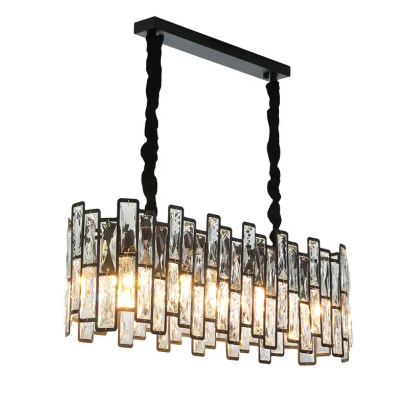 Afralia™ Modern Black Crystal LED Pendant Light for Dining Room and Bedroom