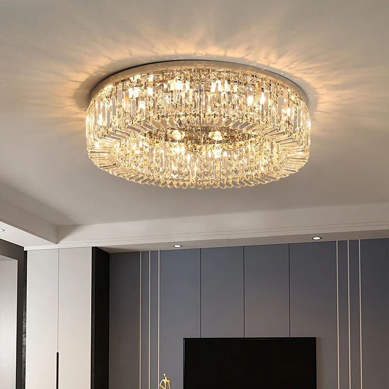 Modern Gold Crystal LED Living Room Chandelier by Afralia™