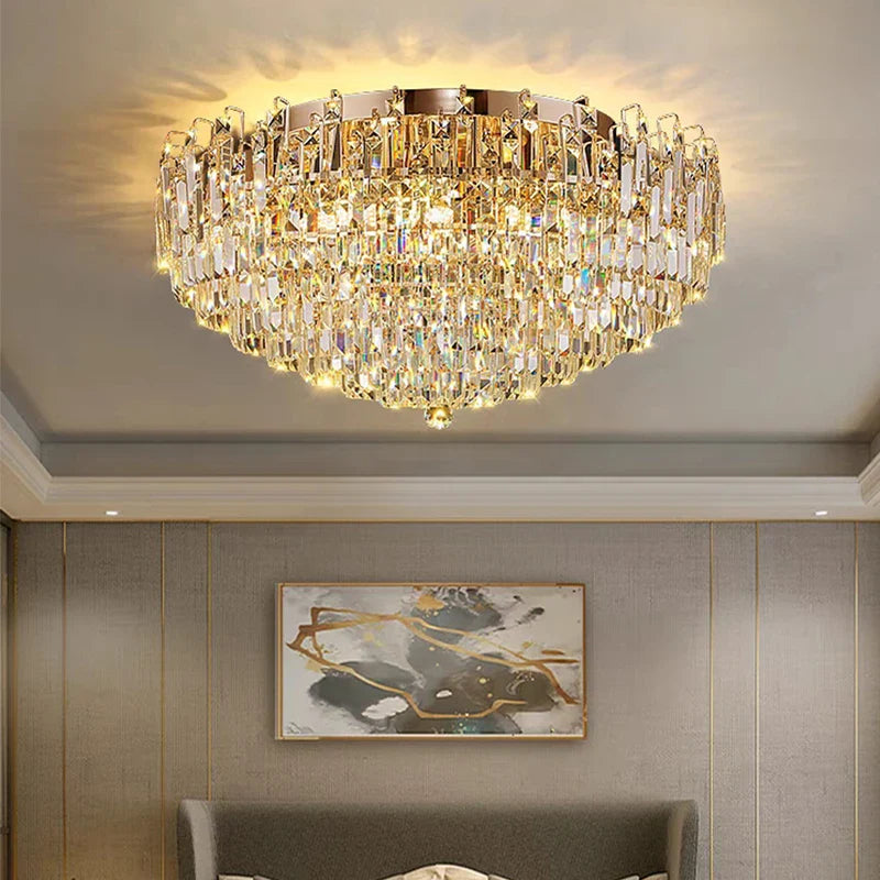 Afralia™ Crystal Pendant Chandelier LED Hanging Lamp for Luxury Living Room Decor