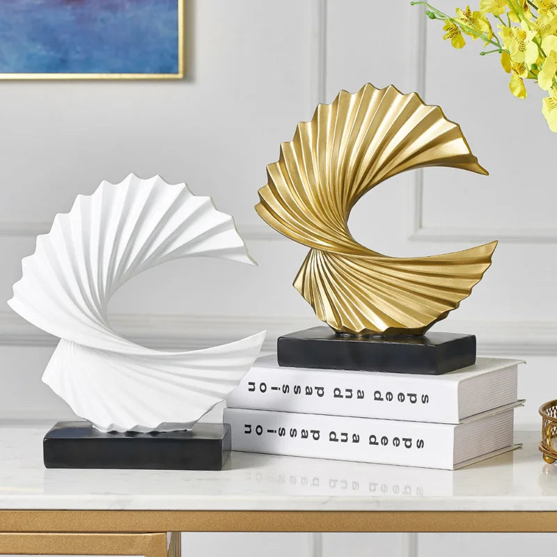 Afralia™ Golden Resin Abstract Sculpture for Modern Home & Office Decor