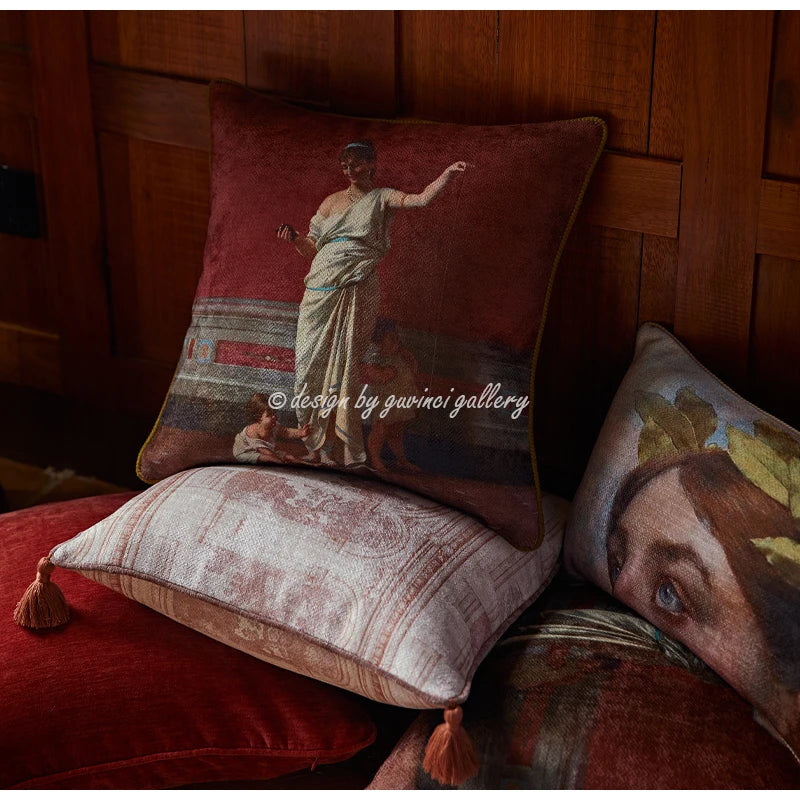 Afralia™ Angel Eyes Lumbar Pillow Cover - Greek Art Inspired Luxury Home Decor