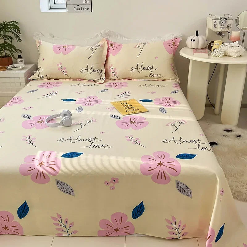 Afralia™ Tropical Plants Print Cotton Double Bed Sheet for Soft & Comfortable Sleep
