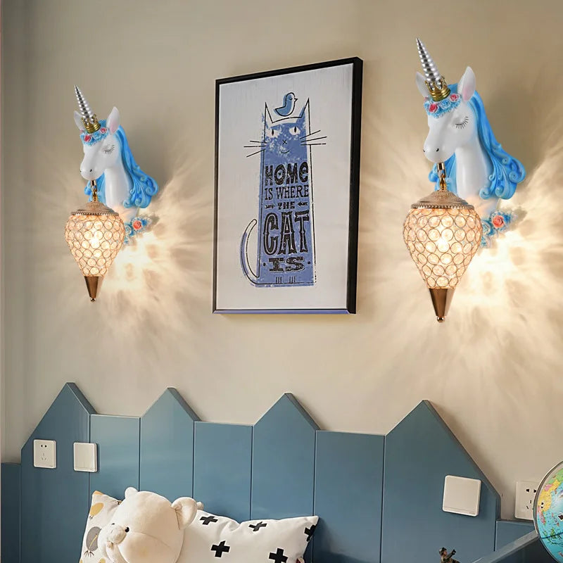 Afralia™ Nordic Unicorn Resin Wall Lamp for Home Interior Lighting