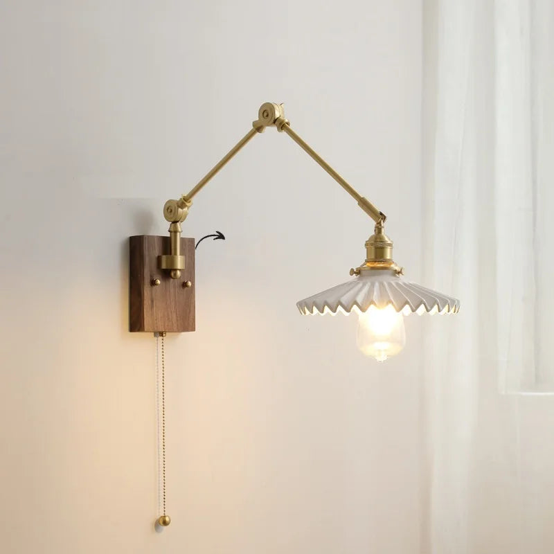 Afralia™ Nordic Ceramic Wall Lamp with Pull Chain Switch, Up Down LED Lighting