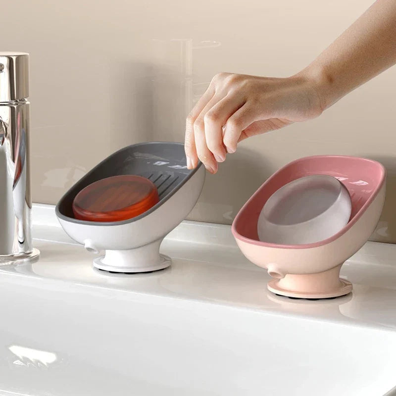 Afralia™ Suction Soap Dish Holder with Drain, Bathroom & Kitchen Organizer Tray