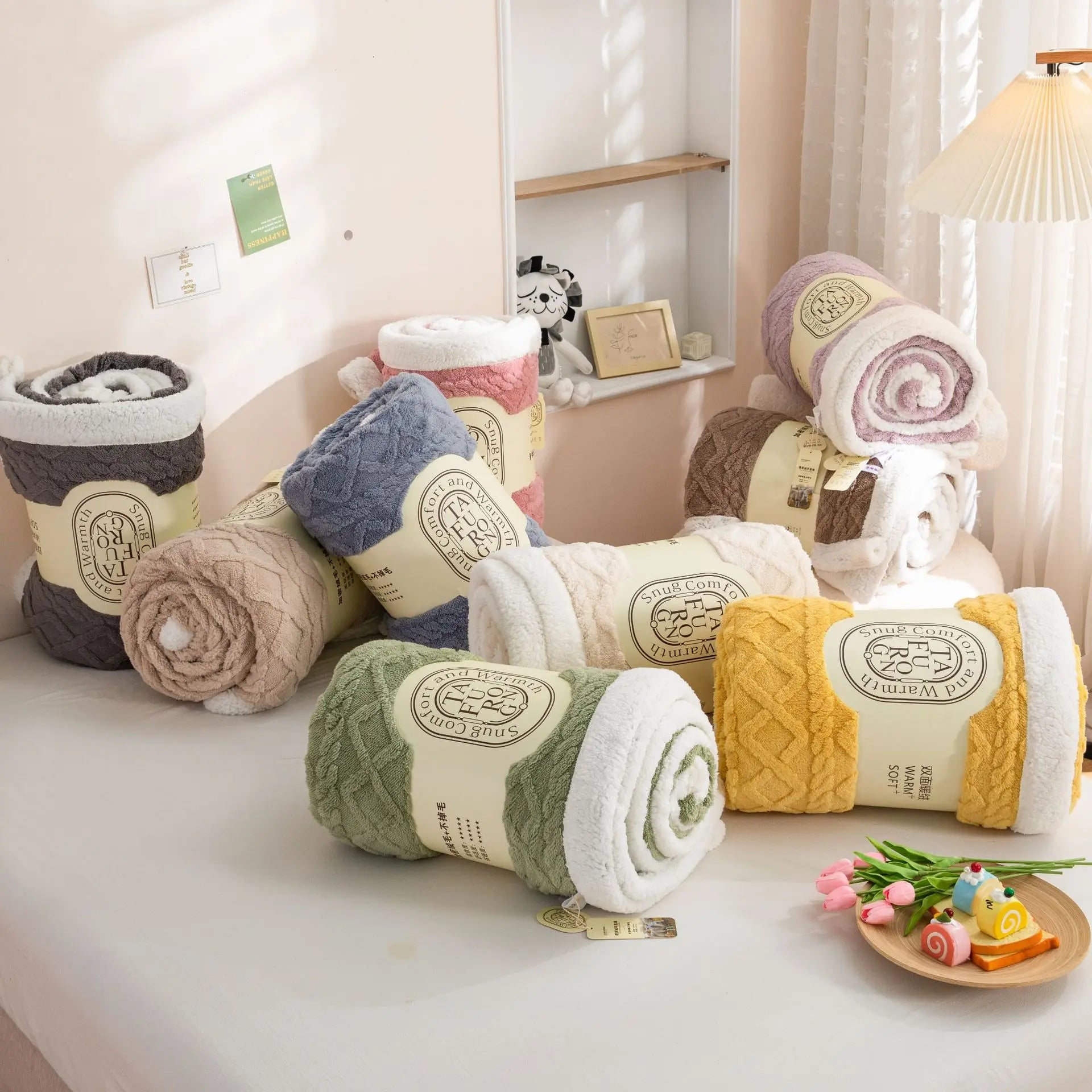 Afralia™ Tafurong Winter Blanket 150/180x200cm - Double-sided Plush Bedspread