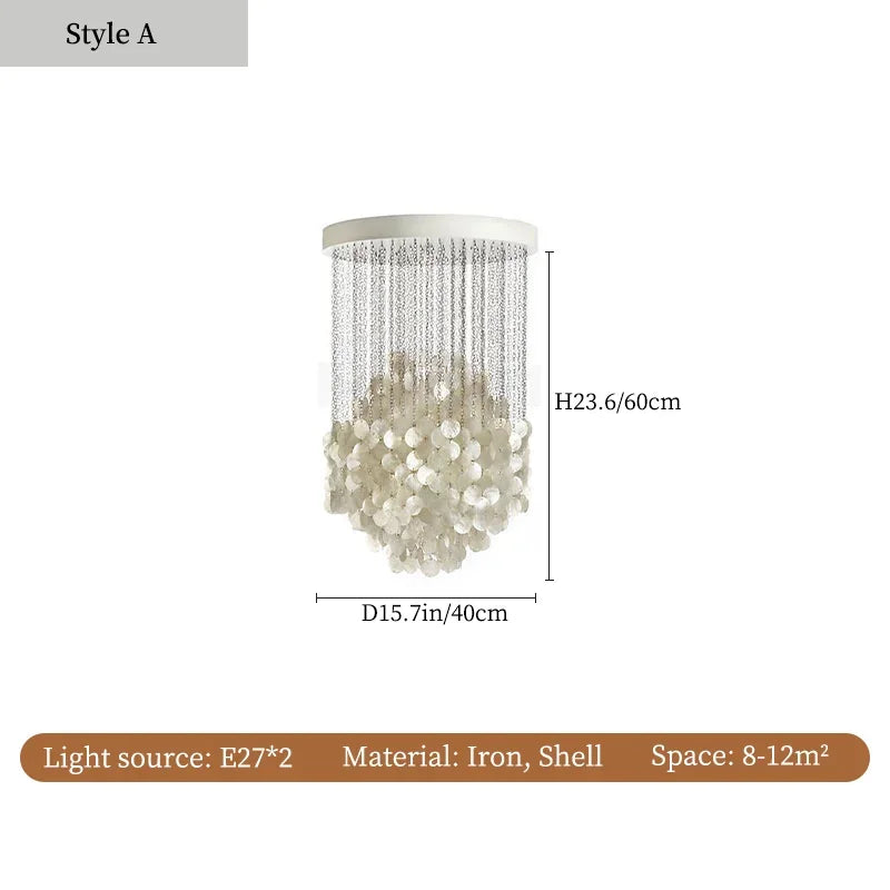 Afralia™ Mother of Pearl Chandelier: Unique Danish Design Shell Lights for Living Room, Dining Room, and Staircase