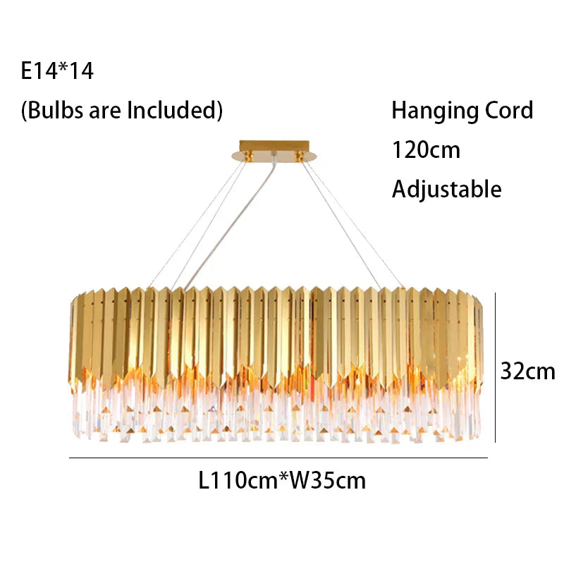 Afralia™ Gold Crystal Ceiling Chandelier for Dining and Living Room Lighting