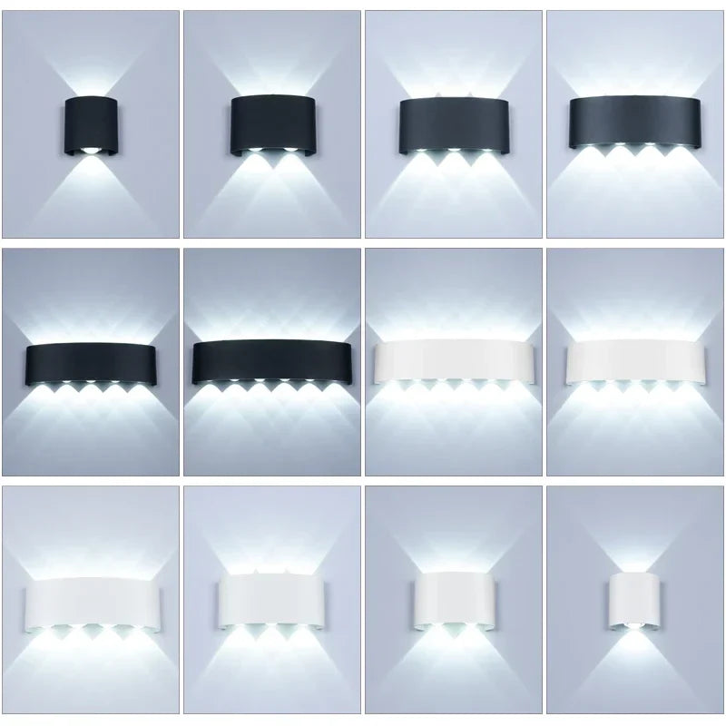 Afralia™ Nordic LED Aluminum Outdoor Wall Lamp Up Down Modern Lighting for Home & Bathroom