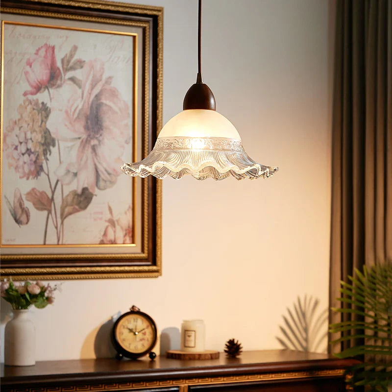 Afralia™ Glass Wood LED Pendant Lights: Modern Nordic Style Hanging Lamp for Bedroom and Balcony