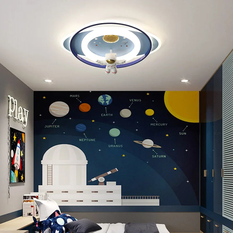 Afralia™ Astronaut Kids Bedroom Ceiling Light - Modern Boys Girls Room Lighting Fixtures