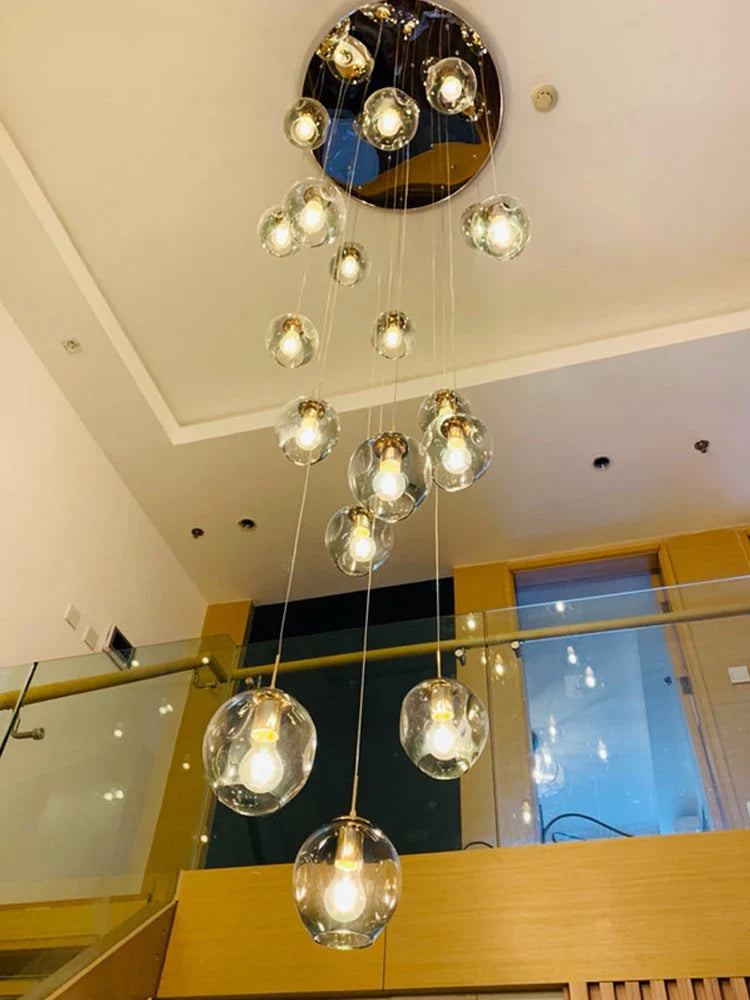 Afralia™ Glass Ball Spiral Chandelier for Modern Luxury Living Room