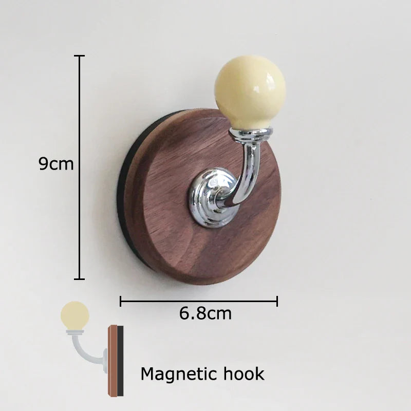 Afralia™ Walnut Wood Bending Hook Wall Storage Organizer