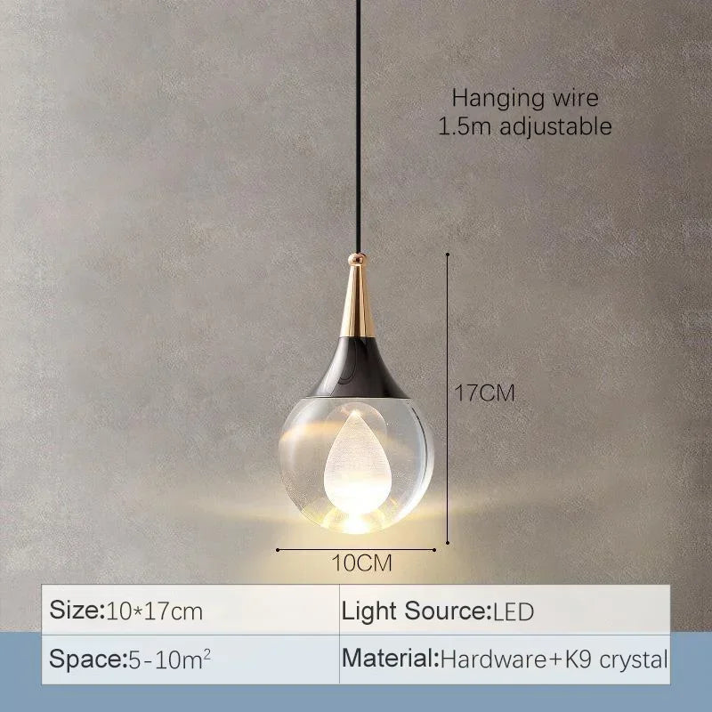 Afralia™ Crystal LED Ball Pendant Chandelier for Dining Room, Bedroom, Kitchen, and Restaurant decor