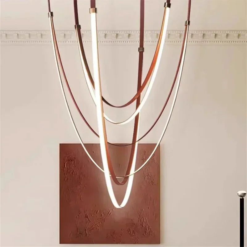 Afralia™ Nordic Belt LED Pendant Lights for Kitchen Island Living Room Chandelier