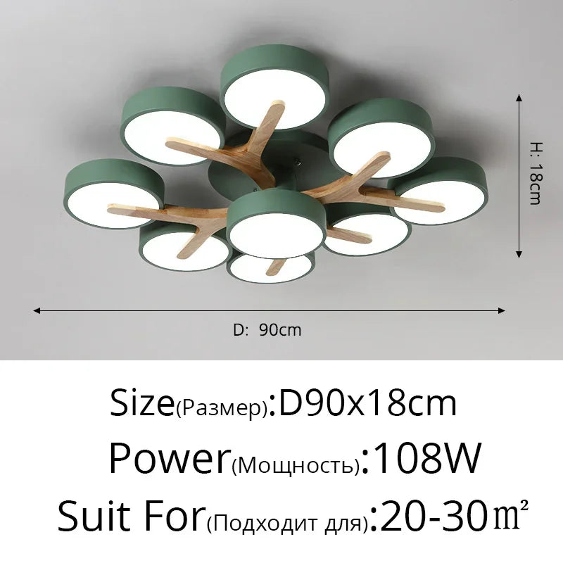 Afralia™ Nordic Wood Art LED Chandelier for Modern Living Room Decor