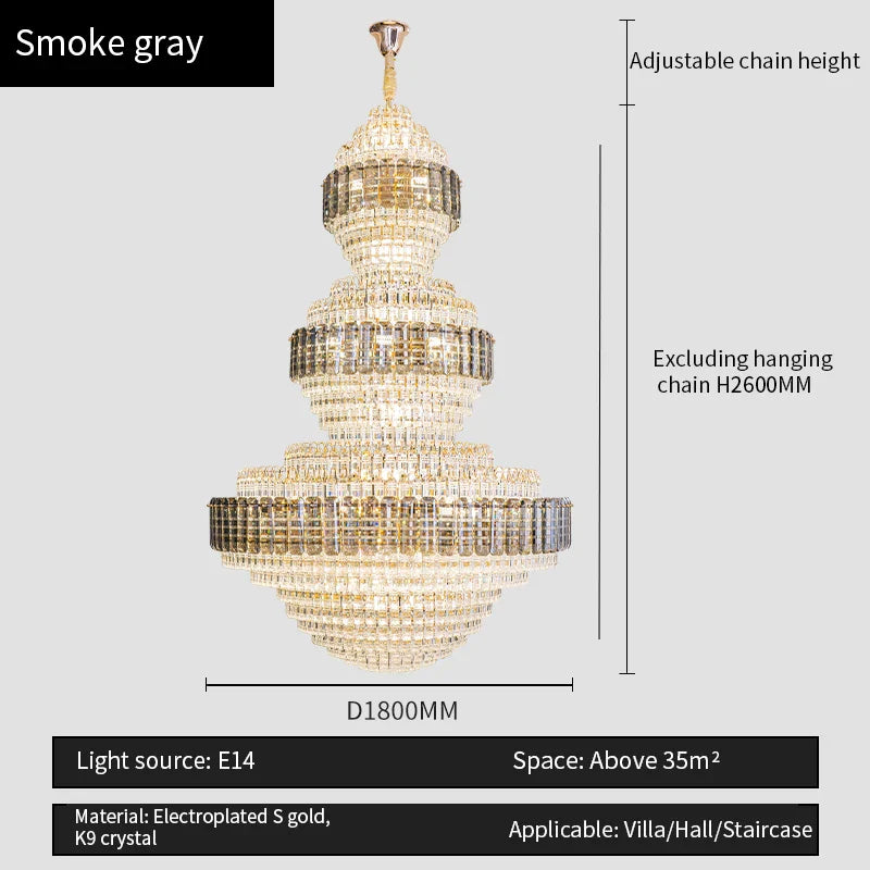 Afralia™ Crystal Duplex Chandelier for Hotel Lobby and Living Room