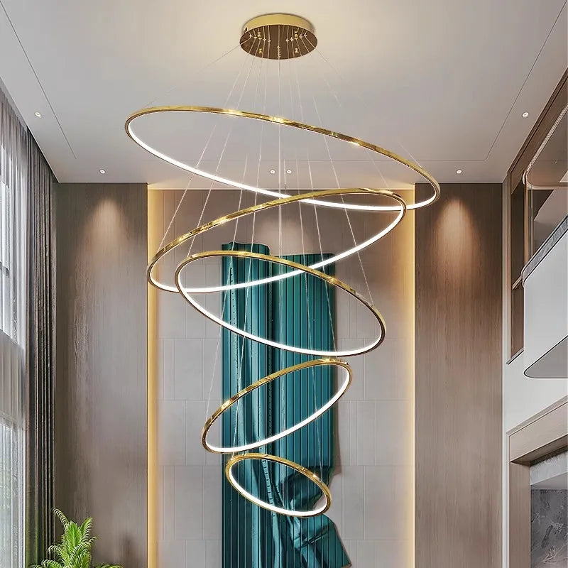 Afralia™ Modern LED Pendant Light Chandeliers for Living Room Staircase Lighting