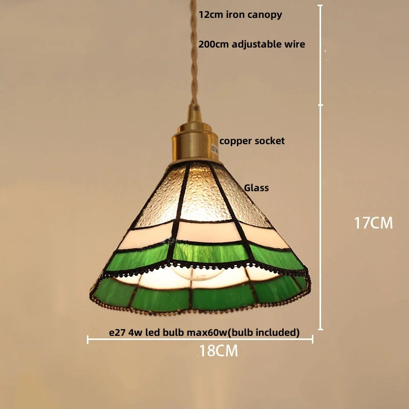 Afralia™ Walnut Wood LED Pendant Light Fixture with Colorful Glass Hang Lamp