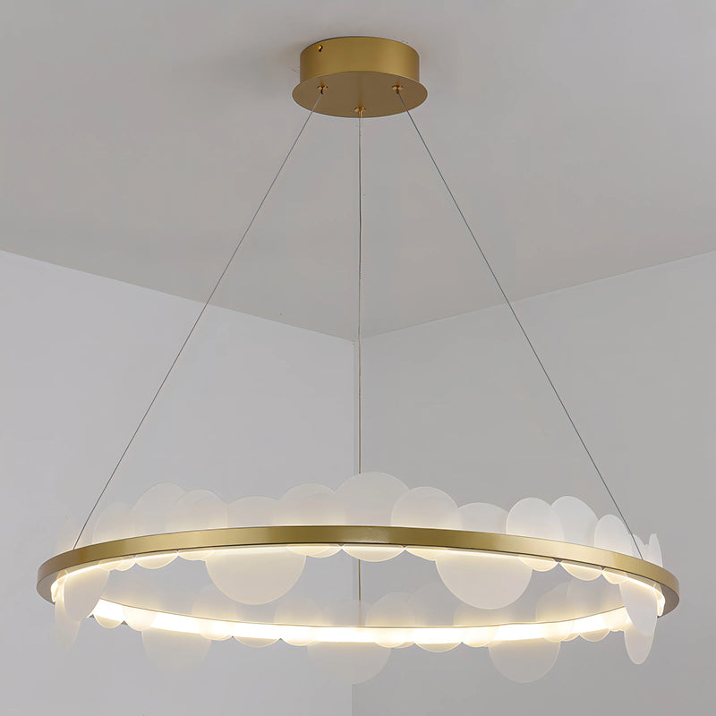 Afralia™ Frost Texture LED Ring Chandelier for Living Room Office Ceiling