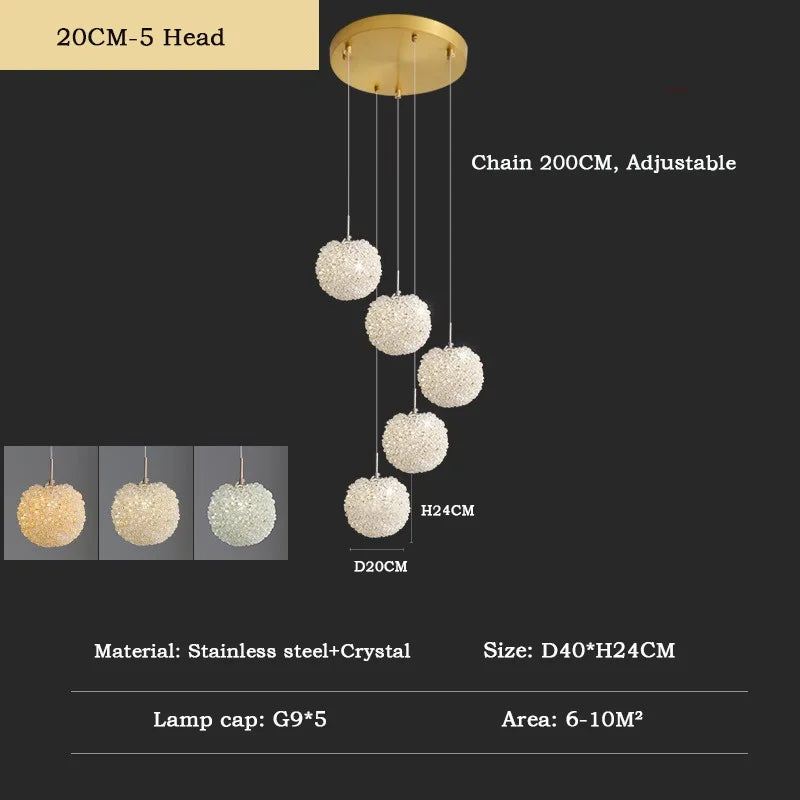 Afralia™ Luxury Pineapple Crystal Pendant Lamp for Modern Villa Lighting