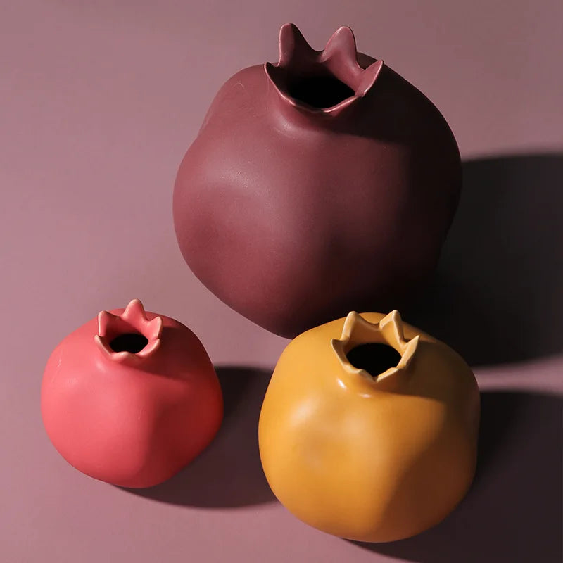 Afralia™ Nordic Pomegranate Ceramic Figurines - Matte Finish Living Room Decor & Shelf Decoration
