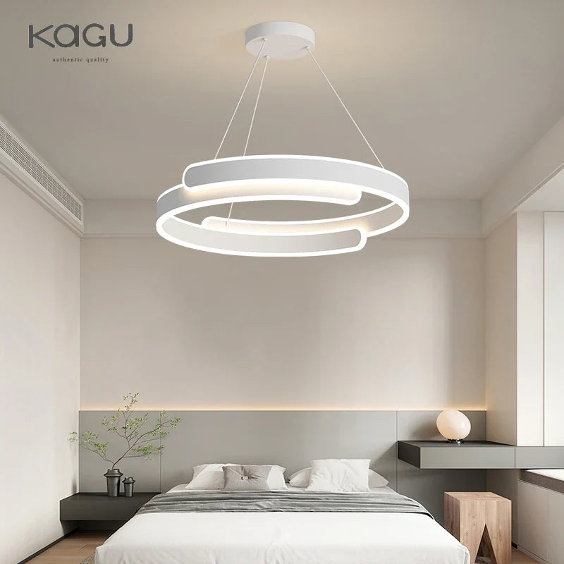 Afralia™ Black White LED Ring Chandelier Pendant Lights for Home Indoor Decor