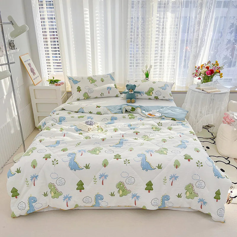 Afralia™ Double Gauze Rabbit Print Quilt: Soft, Breathable, Washable, Light Comforter