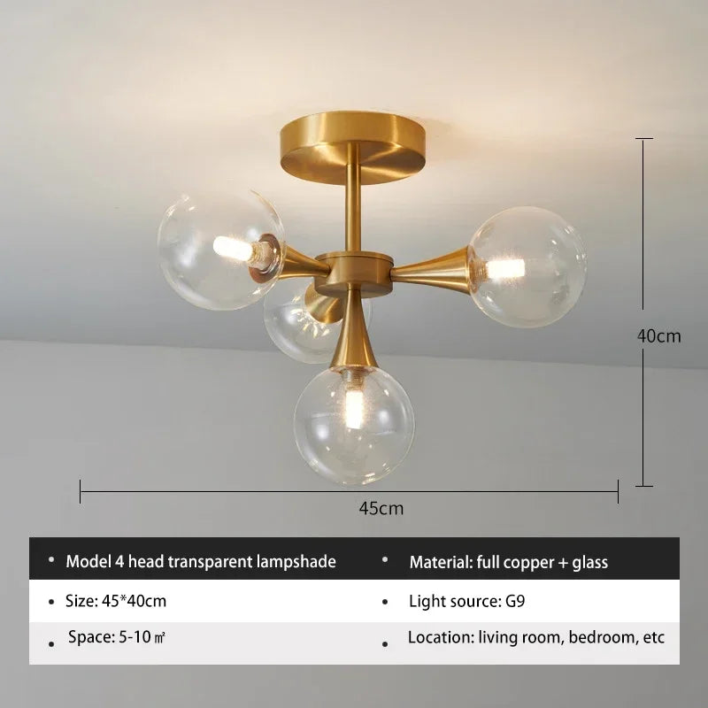Afralia™ Glass Ball Chandelier Pendant Light Fixture for Living Dining Bedroom