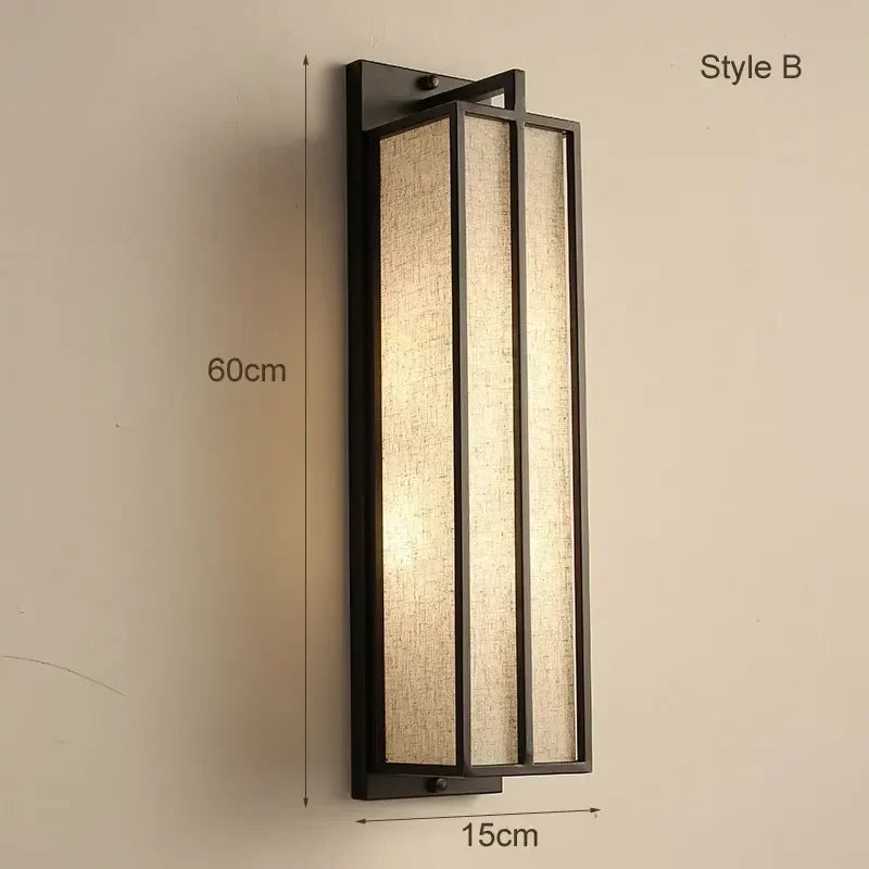 Afralia™ Chinese Style Iron Art Wall Lamp with Linen Cloth Cover