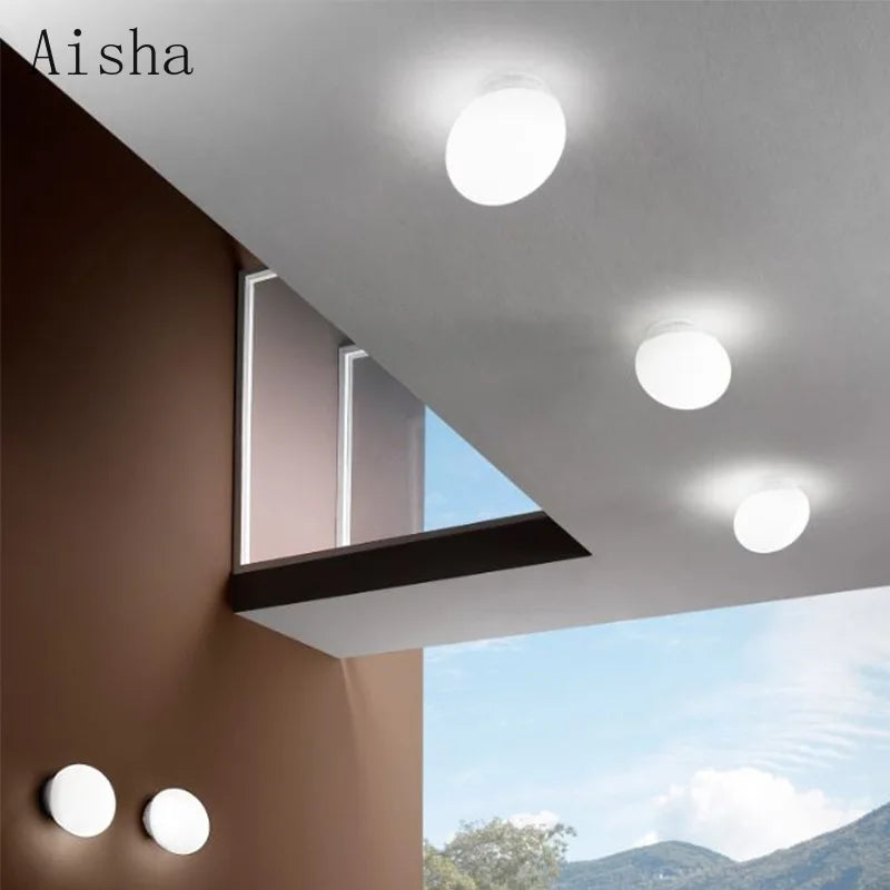 Afralia™ Milky White Glass Pebble Wall Lamp Set for Home Decor