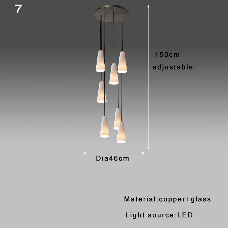 Afralia™ White Glass Rectangle Ceiling Pendant Light- Luxury Brass Fixture for Dining Room