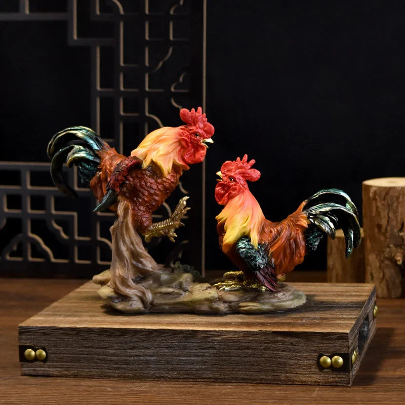 Afralia™ Rooster Resin Handicraft Outdoor Garden Ornament for Ranch Micro Landscapes