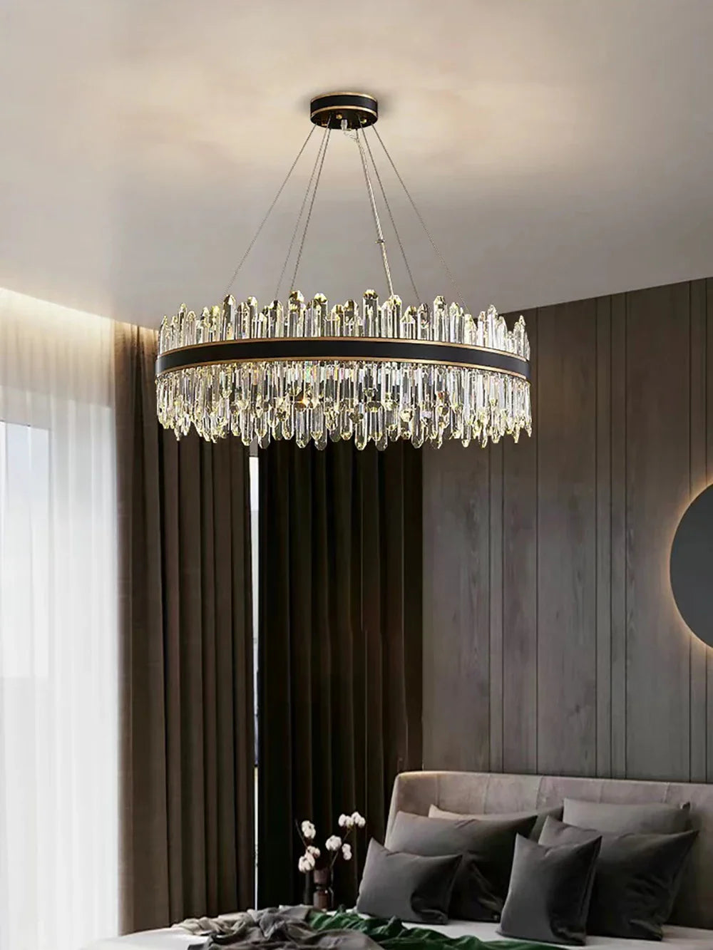 Afralia™ Crystal Chandelier Round Light Fixture for Luxury Living Room Décor