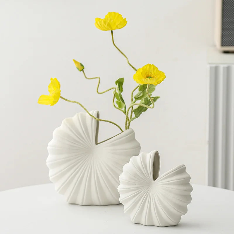 Afralia™ Shell Nautilus Snail Ceramic Vase Semicircle - Home Decor & Flower Arrangement