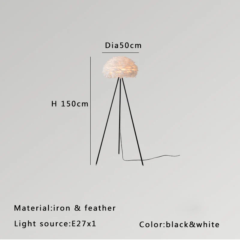 Afralia™ Feather White Grey Floor Lamp Minimalist Standard Light Living Room Shop Bedside Standing Lamps
