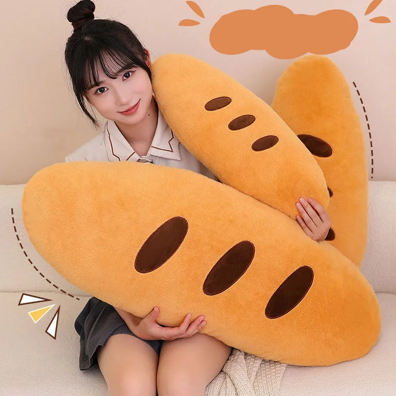 Afralia™ Plush Bread Cartoon Body Pillow for Side Sleeping & Pregnancy, Sofa Decor & Leg Support