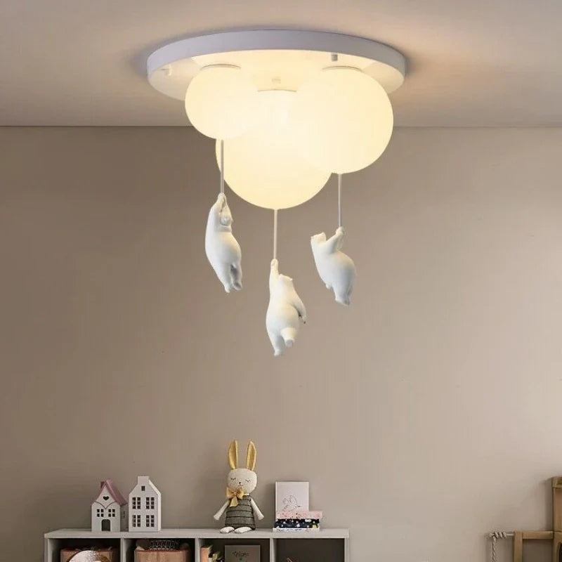 Afralia™ Bear Resin Pendant Light for Children's Room & Kindergarten