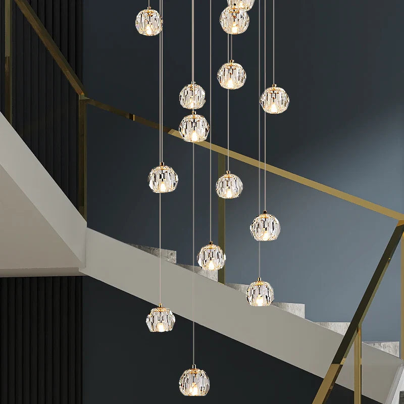 Afralia™ Crystal Stair Football Shaped Chandelier with G9 Lights