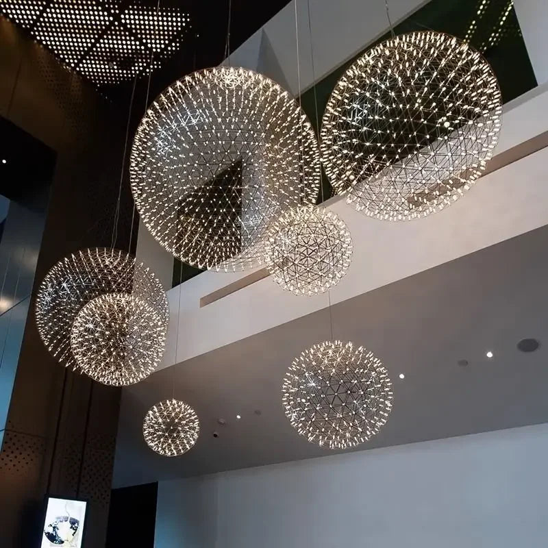 Afralia™ Luxury LED Firework Ball Chandelier for High-end Living Dining Room