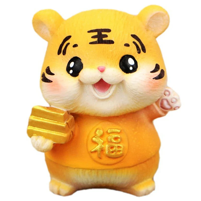 Afralia™ Lucky Tiger Figurine | New Year Fortune Symbol Home Decor Miniature