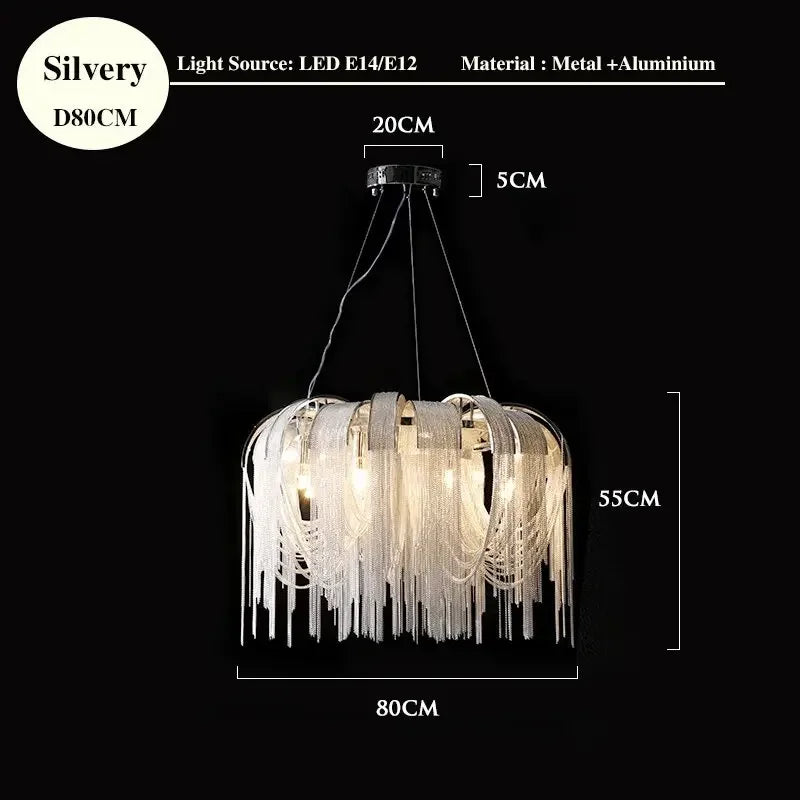 Afralia™ Tassel Chandelier: Postmodern Chain Hanging Lights for Luxury Living Spaces