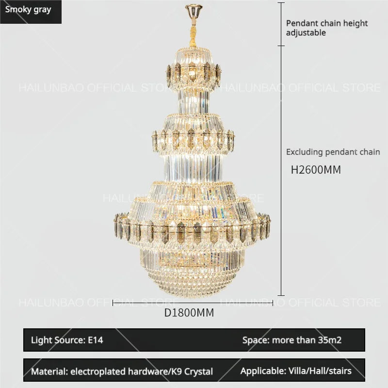 Afralia™ Crystal Chandelier: Villa High Living Room Luxury Lighting