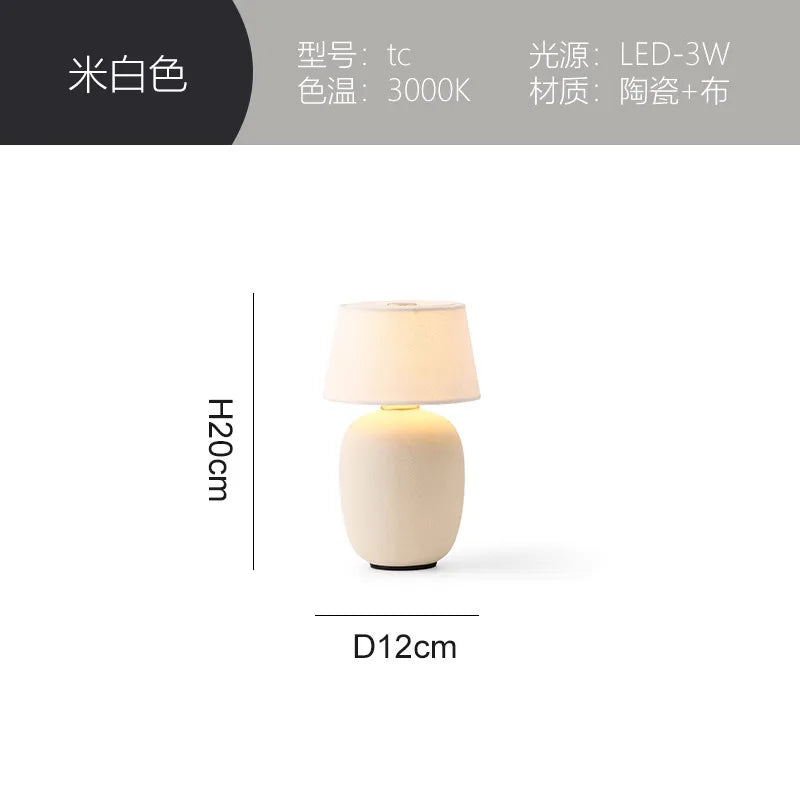 Afralia™ Black/White/Red Ceramics Table Lamp, Touch Switch USB Charging, Atmosphere Desk Light