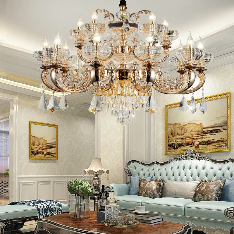 Afralia™ Jade Crystal Chandelier: Elegant European Living Room Lamp