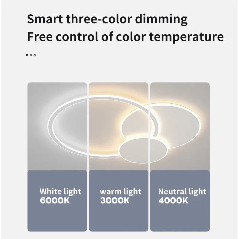 Afralia™ Modern LED Round Chandelier with Remote Control for Home Decor