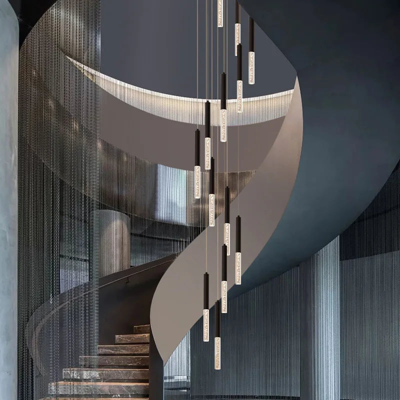 Afralia™ Modern Minimalist Strip Chandelier for Living Room, Hall, Villa, Staircase