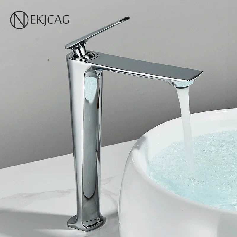 Afralia™ Chrom Basin Faucet Mixer Crane, Hot and Cold Water Tap, Single Handle Europen Design