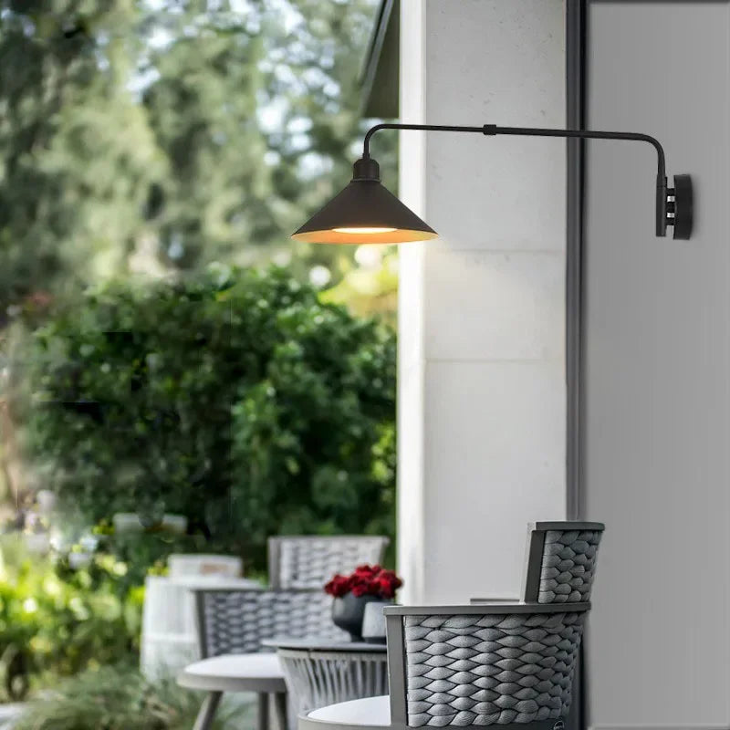 Afralia™ Industrial Telescopic Swing Arm Wall Lamp for Decorative Living Spaces